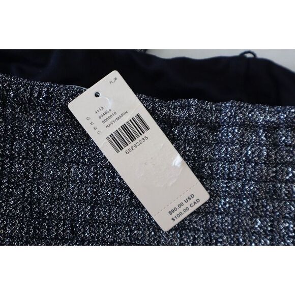 Maeve x Anthropology OB1416094 Women's Sz S Navy Ruffled Metallic Tube Top - Picture 4 of 8